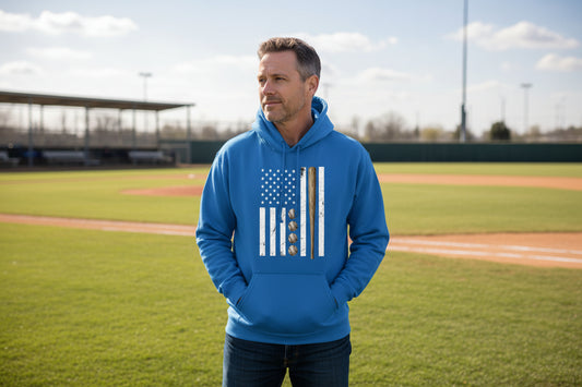 USA Baseball Flag Design - Patriotic Athlete & Bas 5eball Lover Mens Hoodie Royal - FRONT