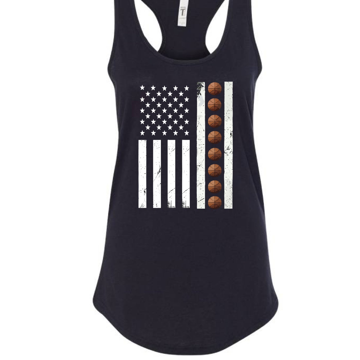 USA Basketball Flag Design - Patriotic Athlete & Basketball Lover Tank Top for Women Black - FRONT