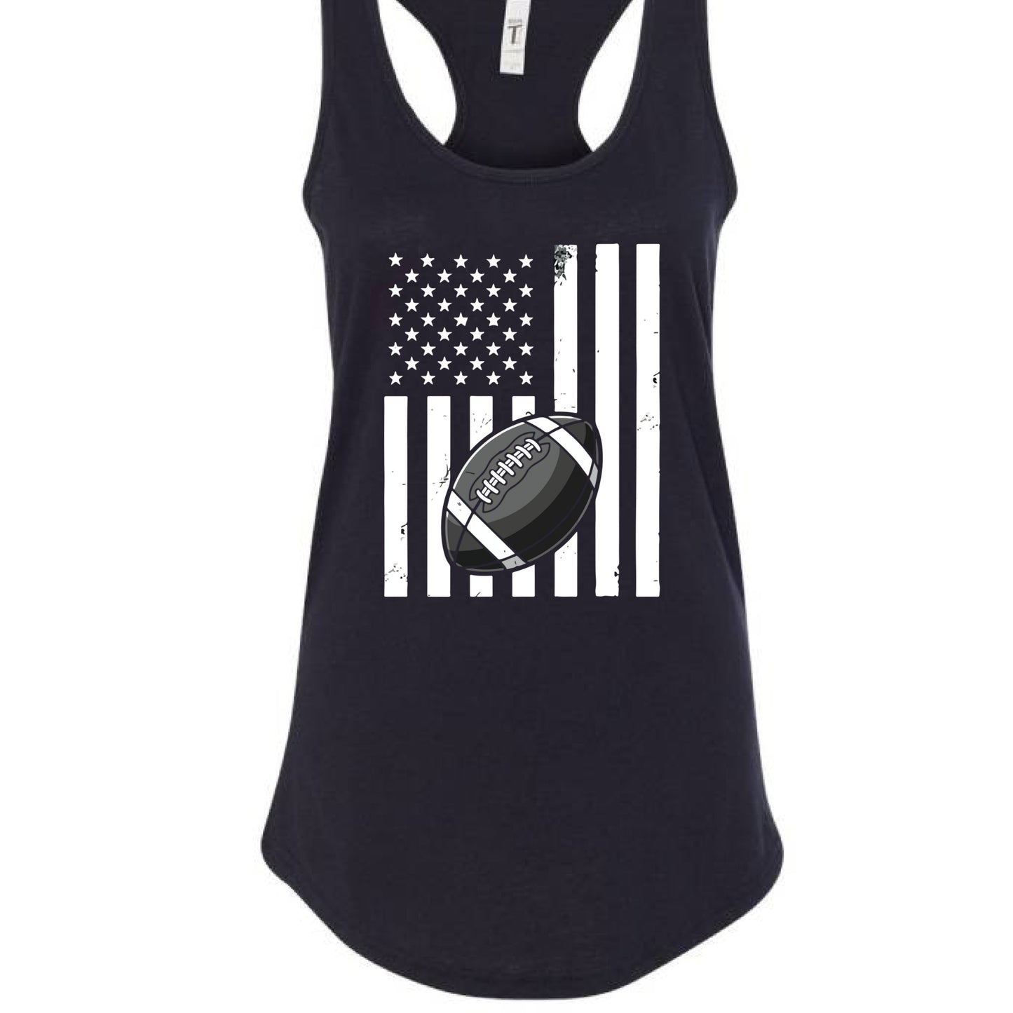 USA Football Flag Design - Patriotic Athlete & Football Lover Ladies Tank Top Black - FRONT