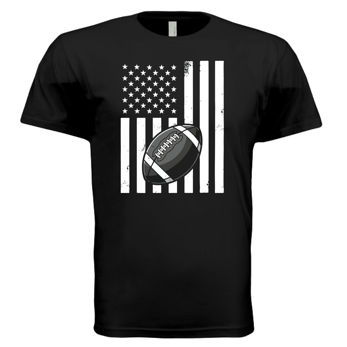USA Football Flag Design - Patriotic Athlete & Football Lover T-Shirt for Men BLACK - FRONT