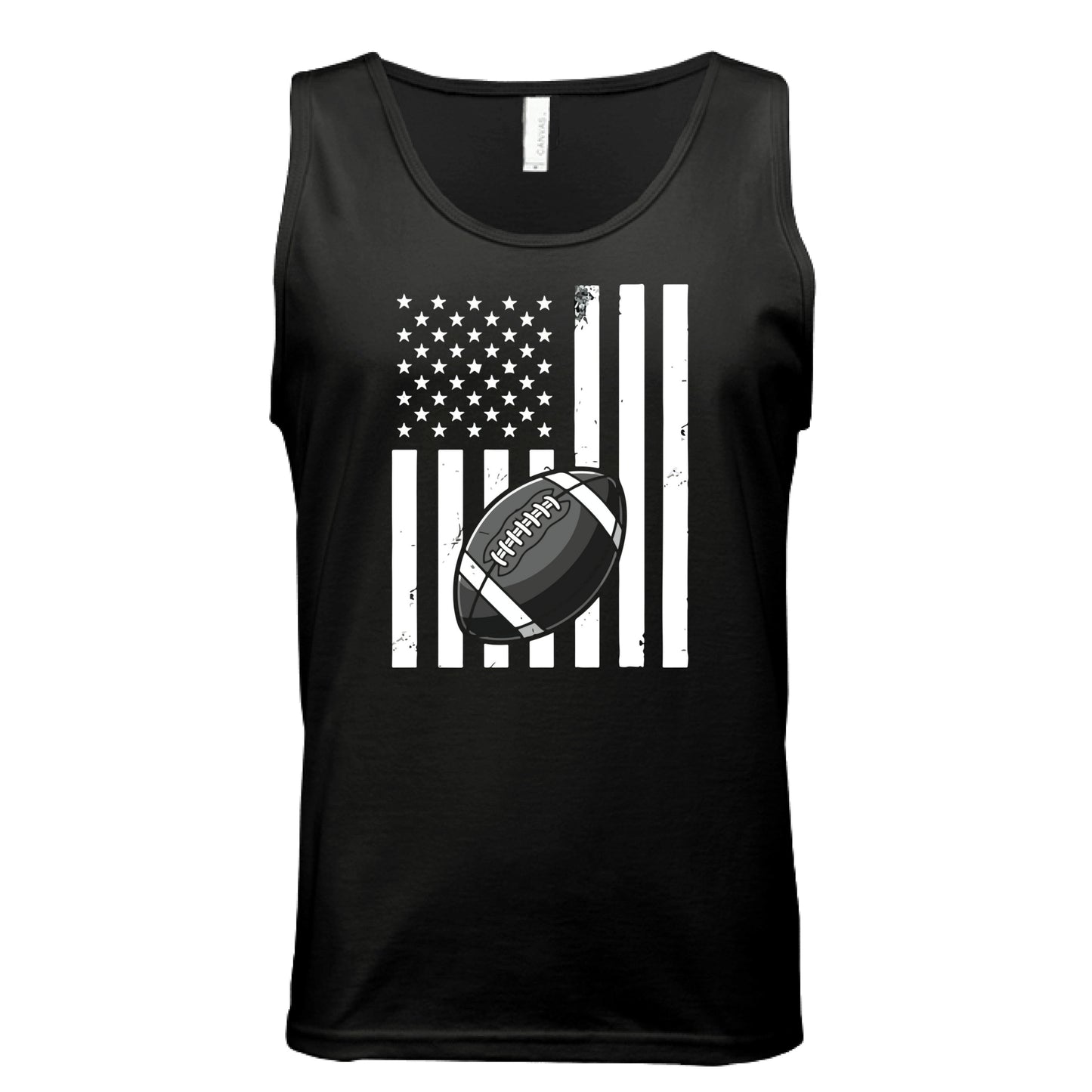 USA Football Flag Design - Patriotic Athlete & Football Lover Tank Top for Men BLACK - FRONT