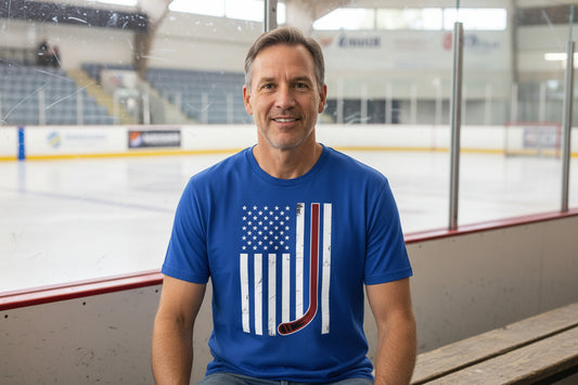 USA Hockey Flag Design - Patriotic Athlete & Hockey Lover T-Shirt for Men ROYAL - FRONT