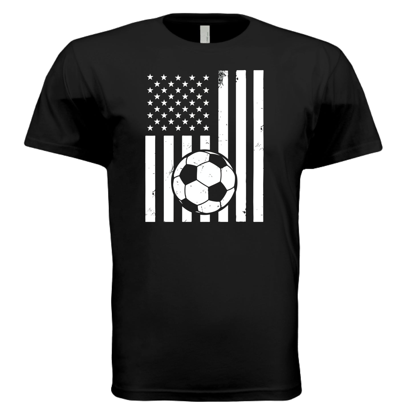 USA Soccer Flag Design - Patriotic Athlete & Soccer Lover T-Shirt for Men BLACK - FRONT