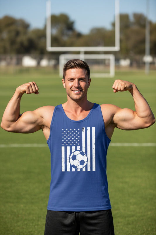 USA Soccer Flag Design - Patriotic Athlete & Soccer Lover Tank Top for Men TRUE ROYAL - FRONT