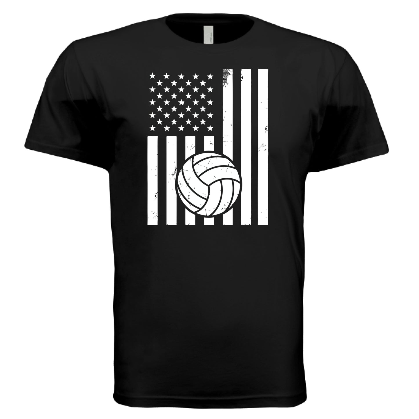 USA Volleyball Flag Design - Patriotic Athlete & Volleyball Lover T-Shirt for Men BLACK - FRONT