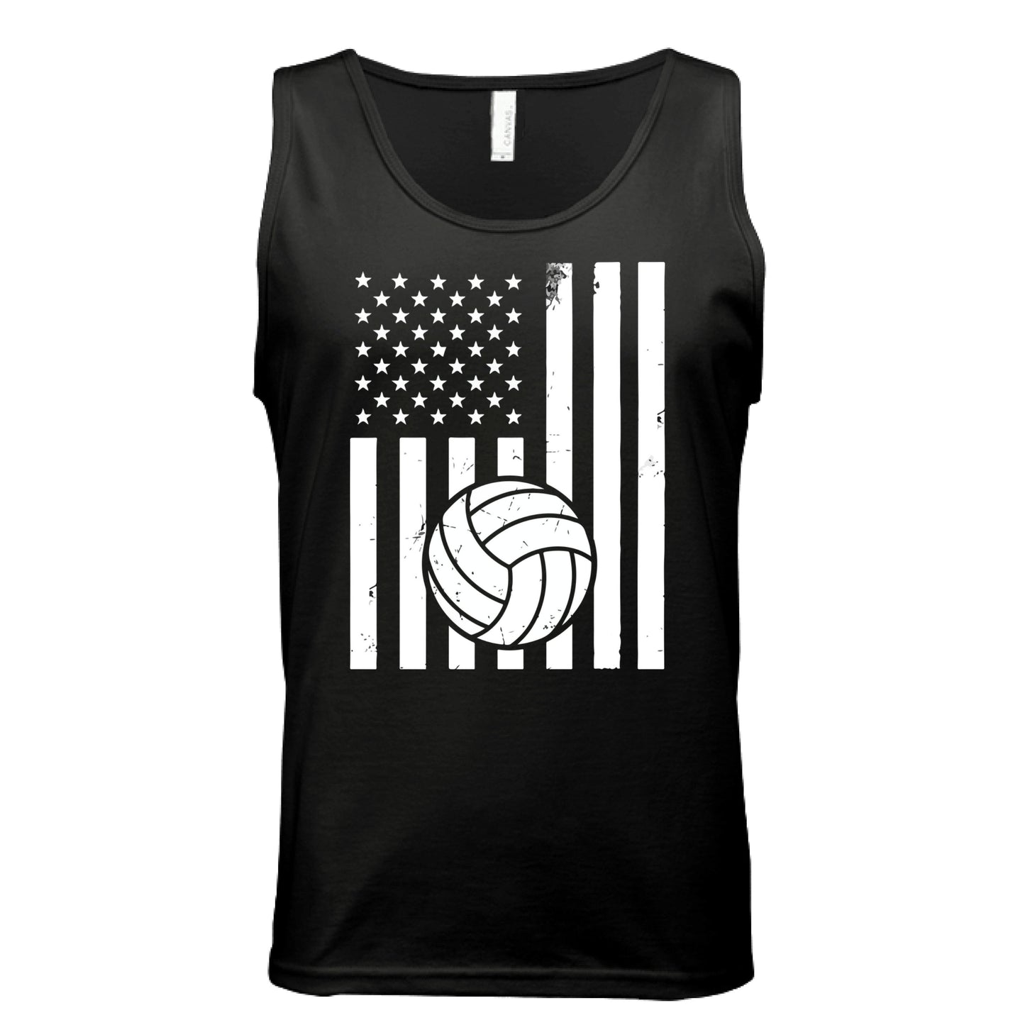 USA Volleyball Flag Design - Patriotic Athlete & Volleyball Lover Tank Top for Men BLACK - FRONT