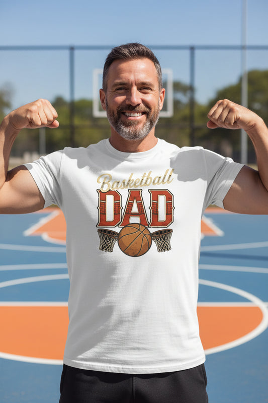 Vintage Basketball Dad T-Shirtβ Retro Sports Fan Pride Design White - FRONT