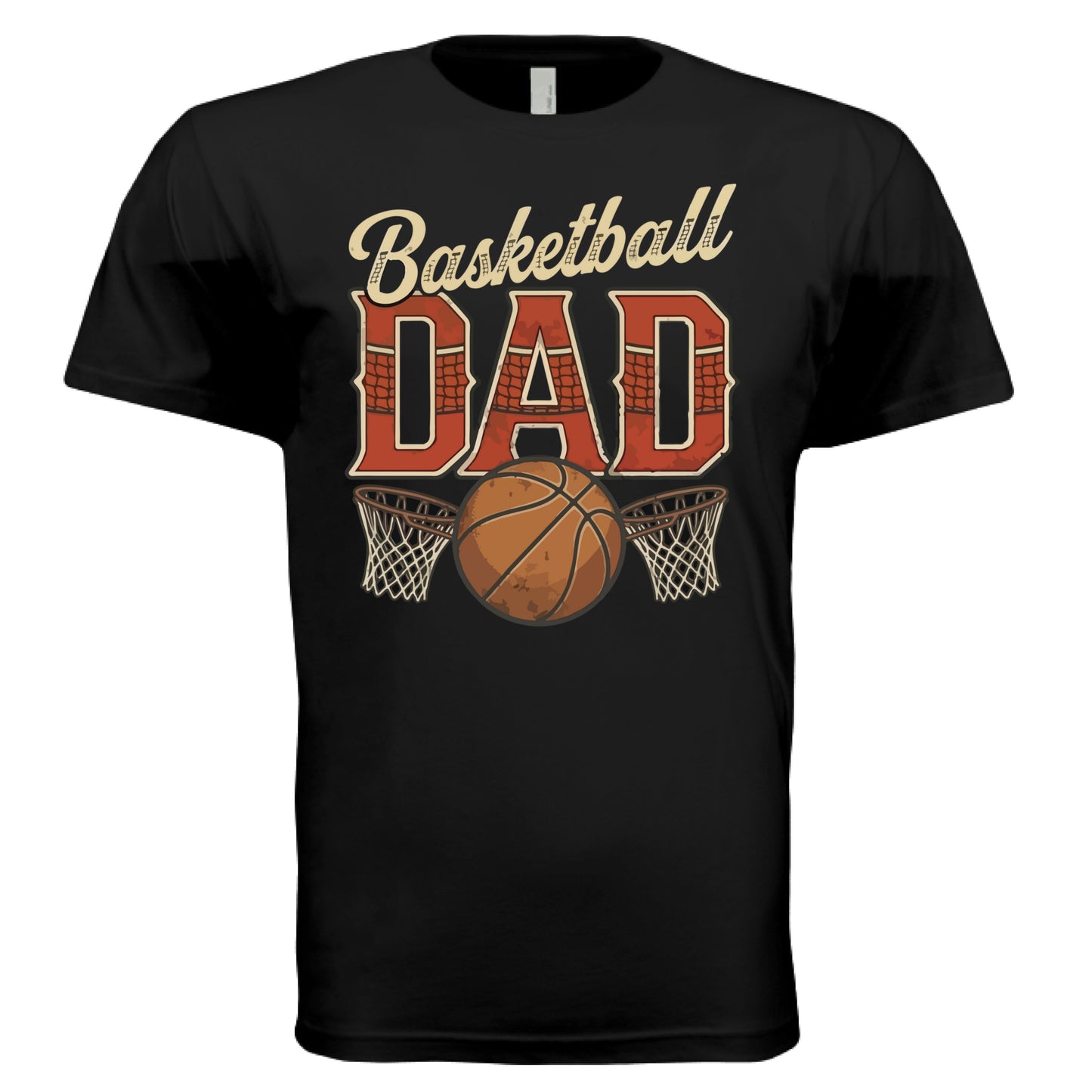 Vintage Basketball Dad T-Shirt– Retro Sports Fan Pride Design BLACK- FRONT