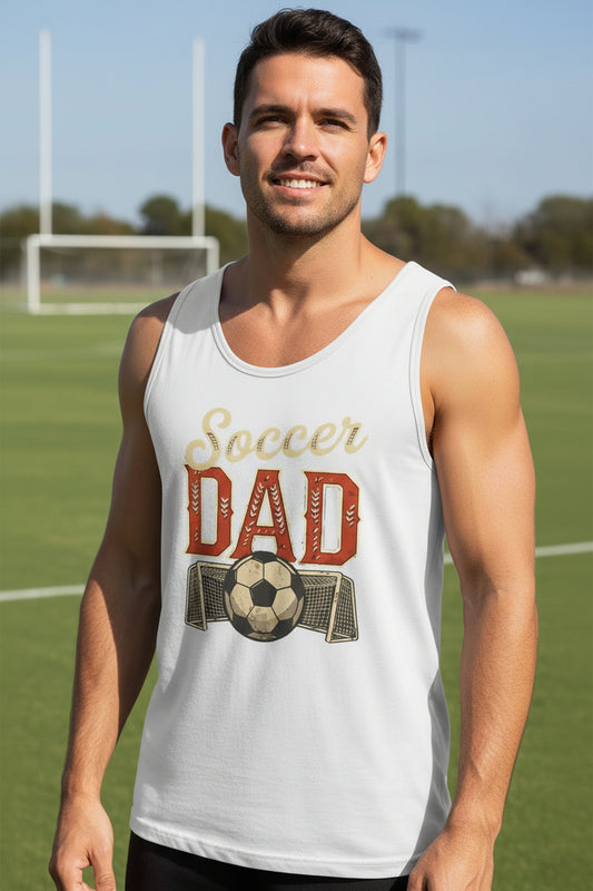 Vintage Soccer Dad Tank Top – Retro Sports Fan Pride Design WHITE - FRONT