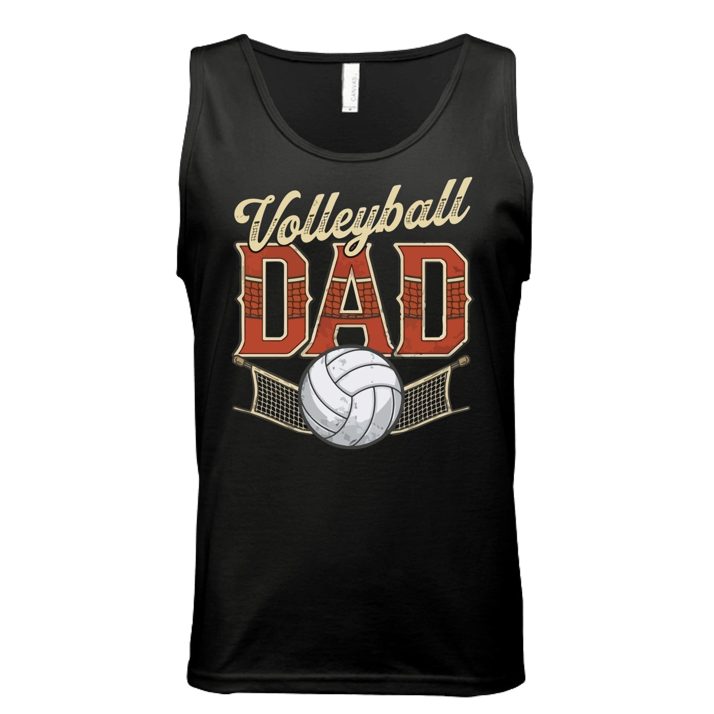 Vintage Volleyball Dad Tank Top– Retro Sports Fan Pride Design BLACK- FRONT