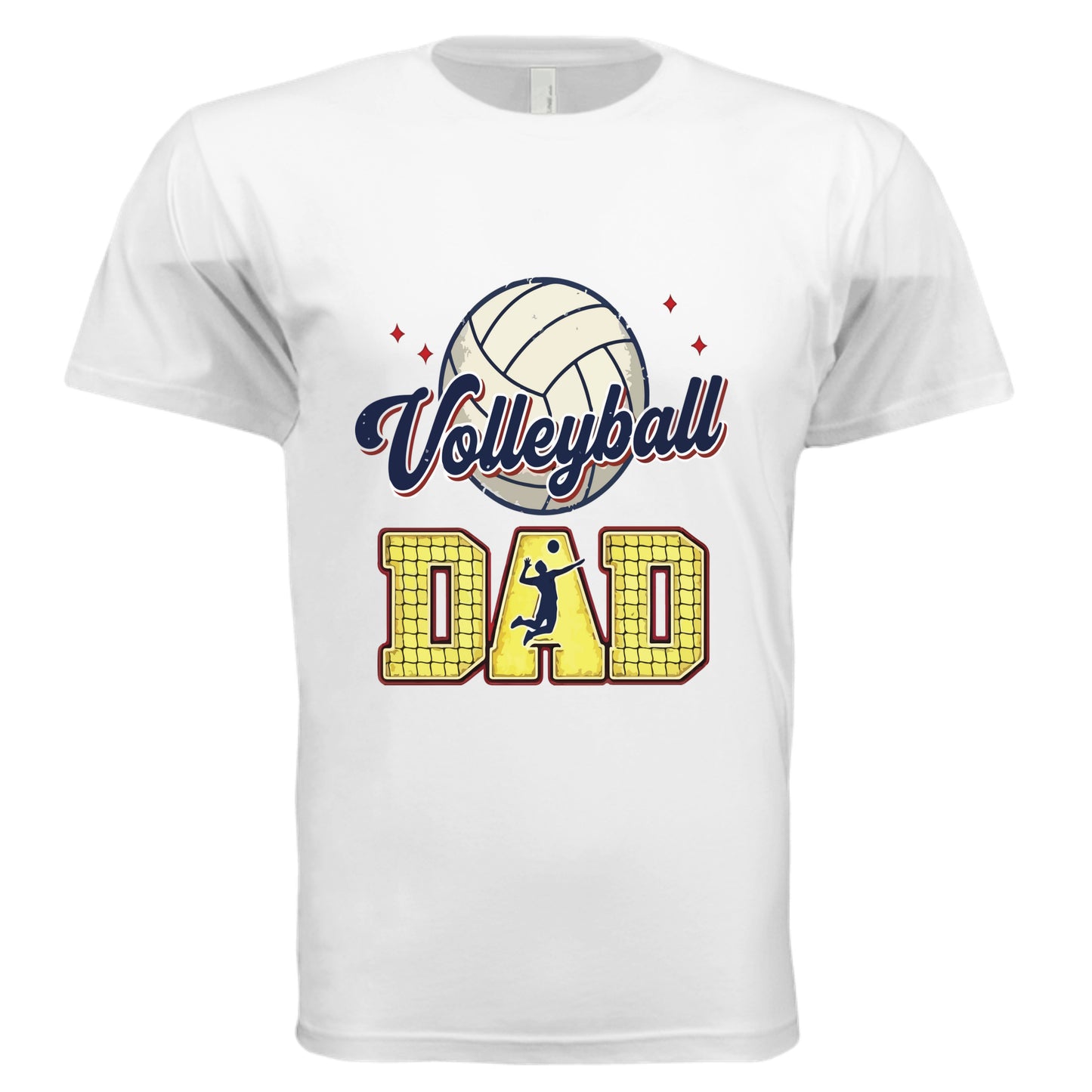 Volleyball Dad T-Shirt Vintage Style Sports Fan Pride Retro Design WHITE- 3600 - FRONT