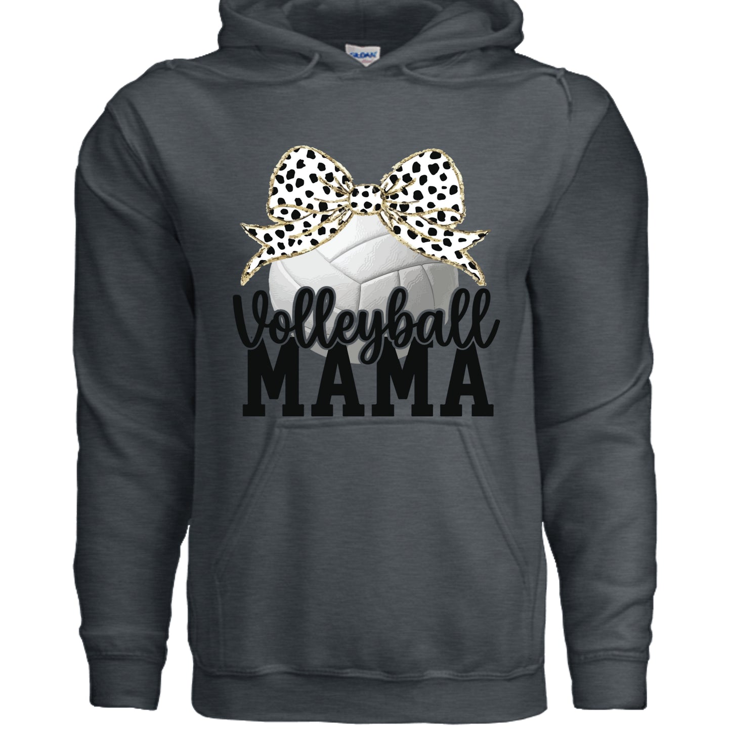 Volleyball Mama Bow Vibes – Cute & Trendy Game Day Style HoodieDARK HEATHER - SF500 - FRONT