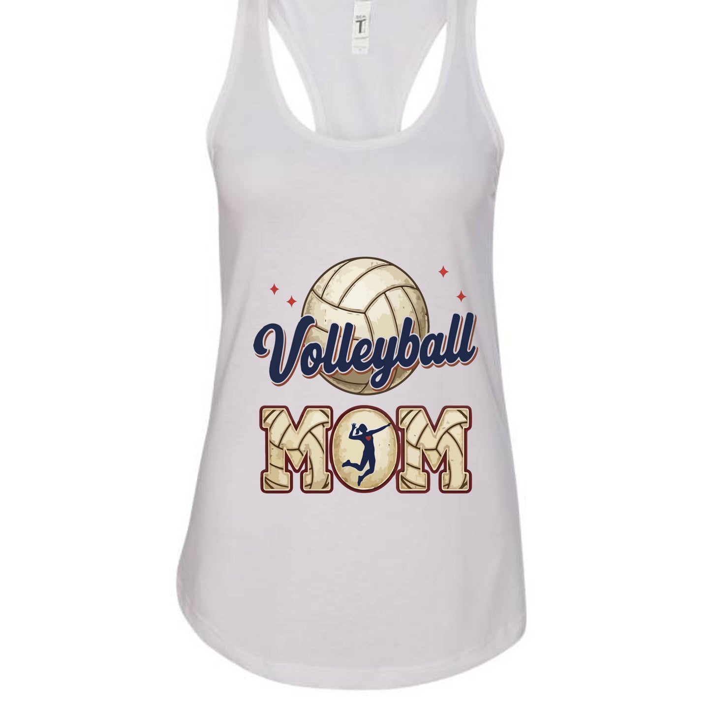 Volleyball Mom Heartbeat Tank Top Proud Sports Family Design White - N1533 - FRONT