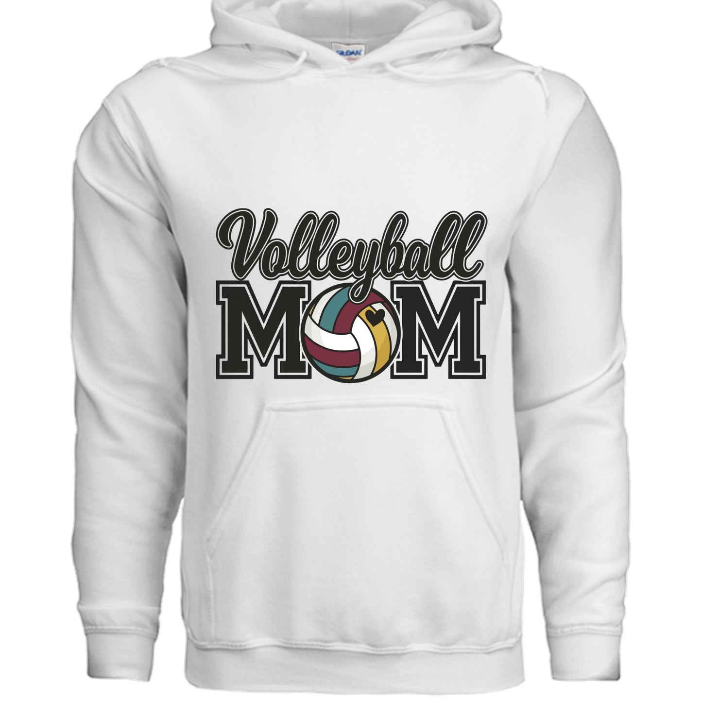 Volleyball Mom Hoodie with Heart Ball – Game Day Spirit Style WHITE - SF500 - FRONT