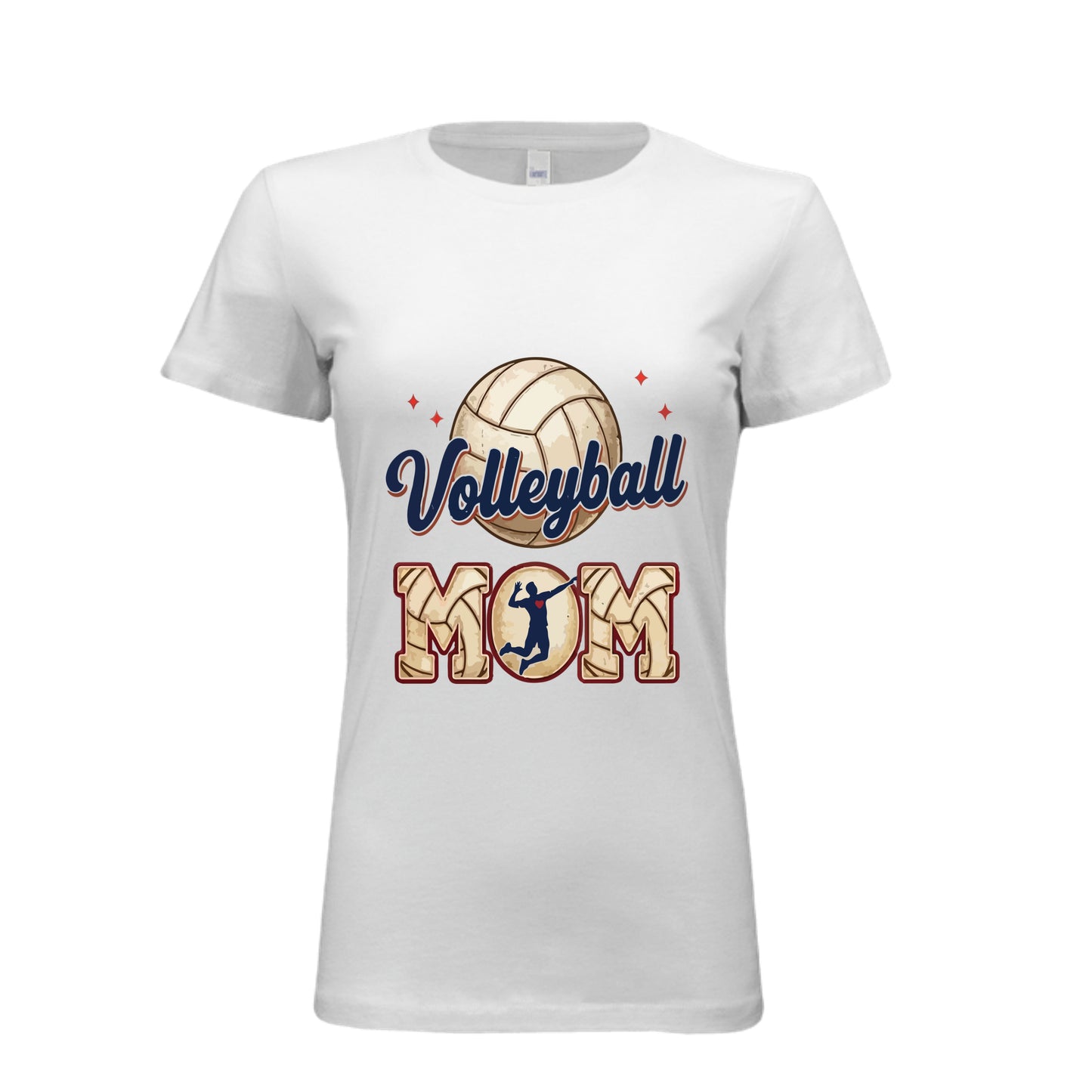 Volleyball Mom Passion Player Silhouette Design T-Shirt WHITE - 6004 - FRONT