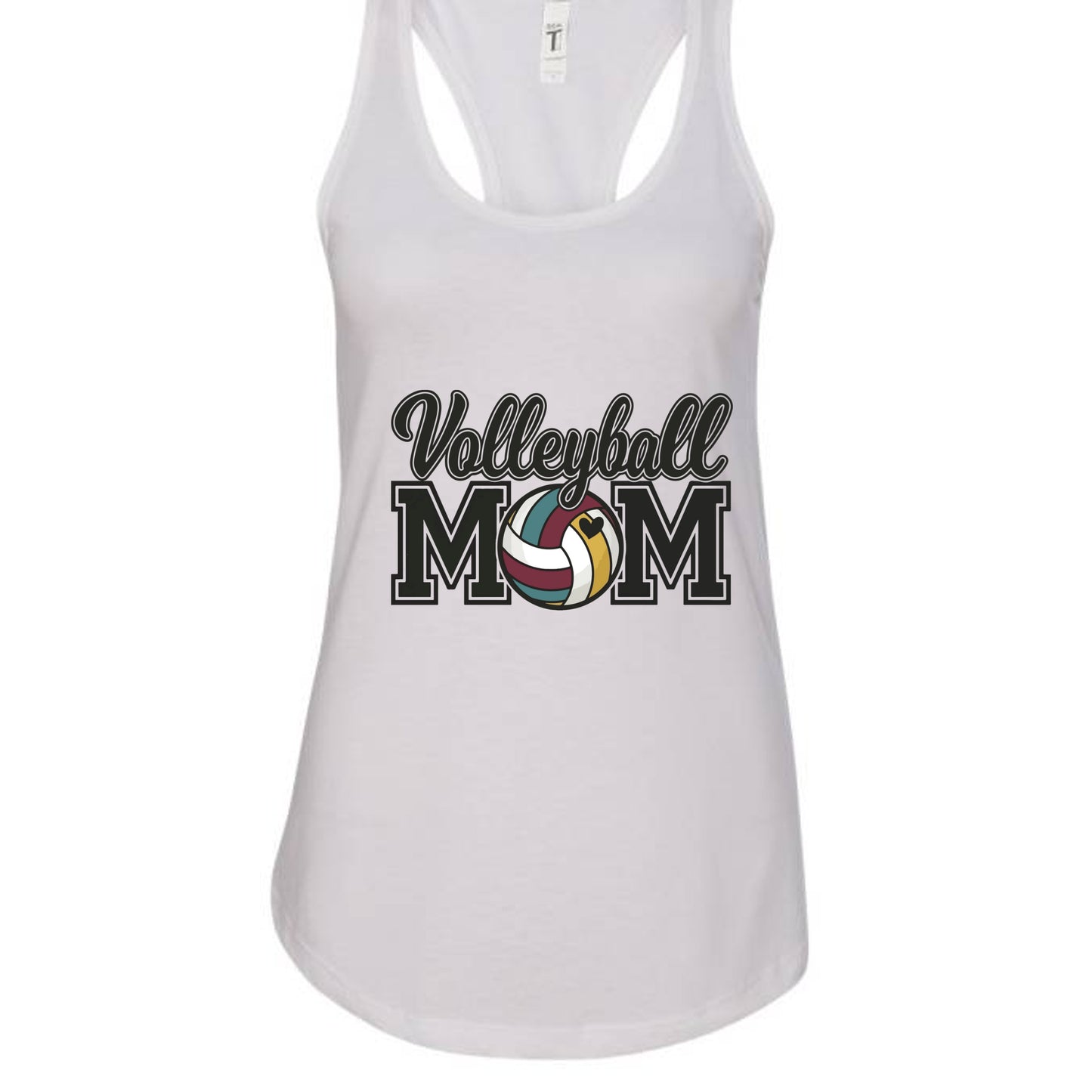 Volleyball Mom Tank Top with Heart Ball – Game Day Spirit Style White - N1533 - FRONT