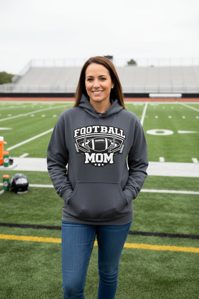 All-Star Football Mom Hoodie Design – Classic Sports Fan Pride Graphic DARK HEATHER - FRONT
