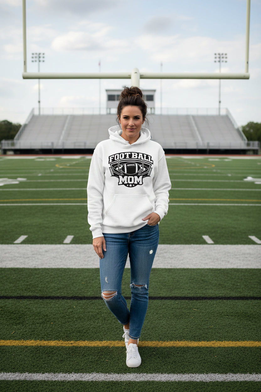 All-Star Football Mom Hoodie Design – Classic Sports Fan Pride Graphic WHITE - FRONT