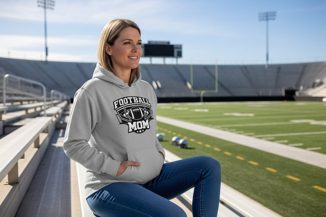 All-Star Football Mom Hoodie Design – Classic Sports Fan Pride Graphic SPORT GREY - FRONT