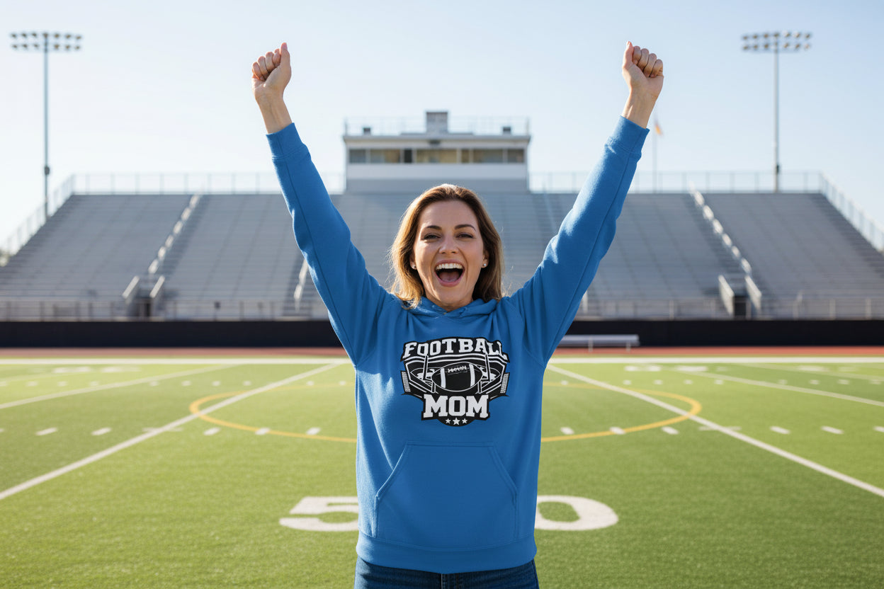 All-Star Football Mom Hoodie Design – Classic Sports Fan Pride Graphic Royal - FRONT