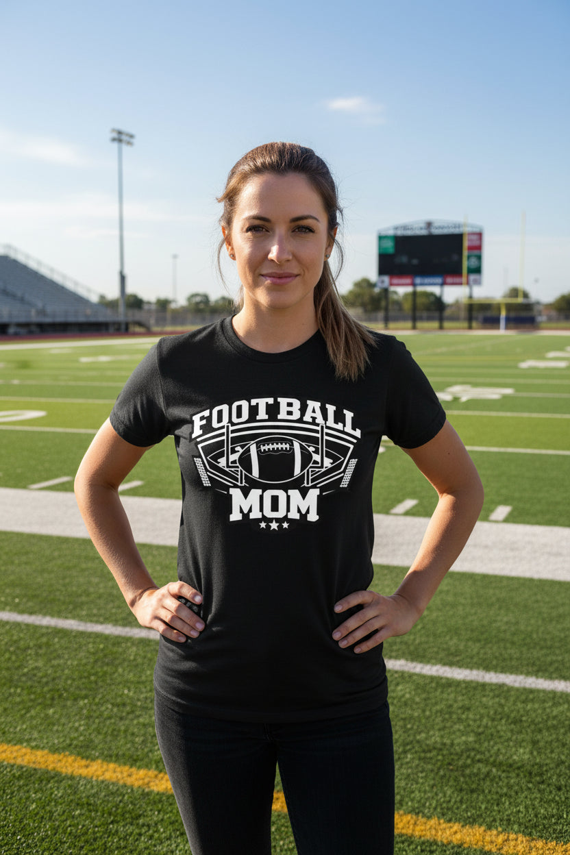 All-Star Football Mom T-Shirt Design – Classic Sports Fan Pride Graphic SOLID BLK BLEND - FRONT