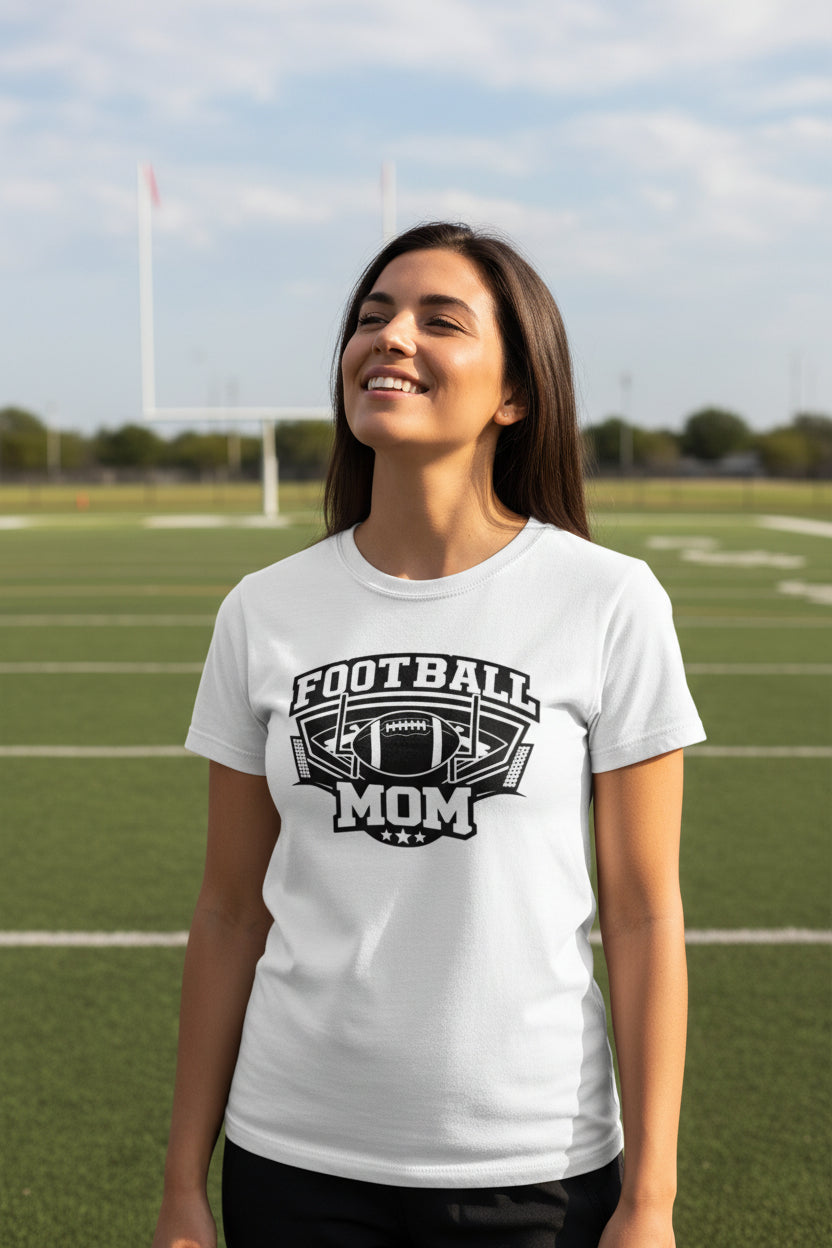 All-Star Football Mom T-Shirt Design – Classic Sports Fan Pride Graphic WHITE - FRONT