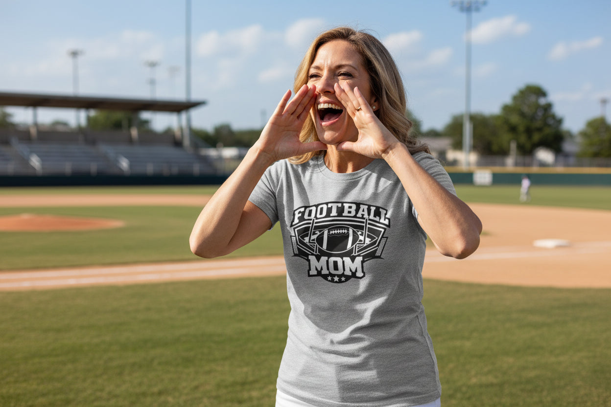 All-Star Football Mom T-Shirt Design – Classic Sports Fan Pride Graphic ATHLETIC HEATHER - FRONT