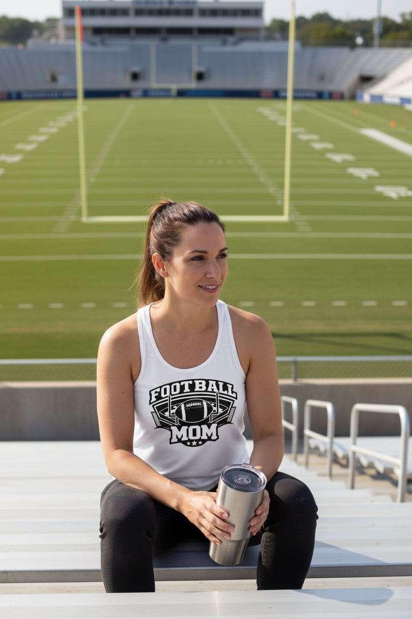 All-Star Football Mom Tank Top Design – Classic Sports Fan Pride Graphic White - FRONT