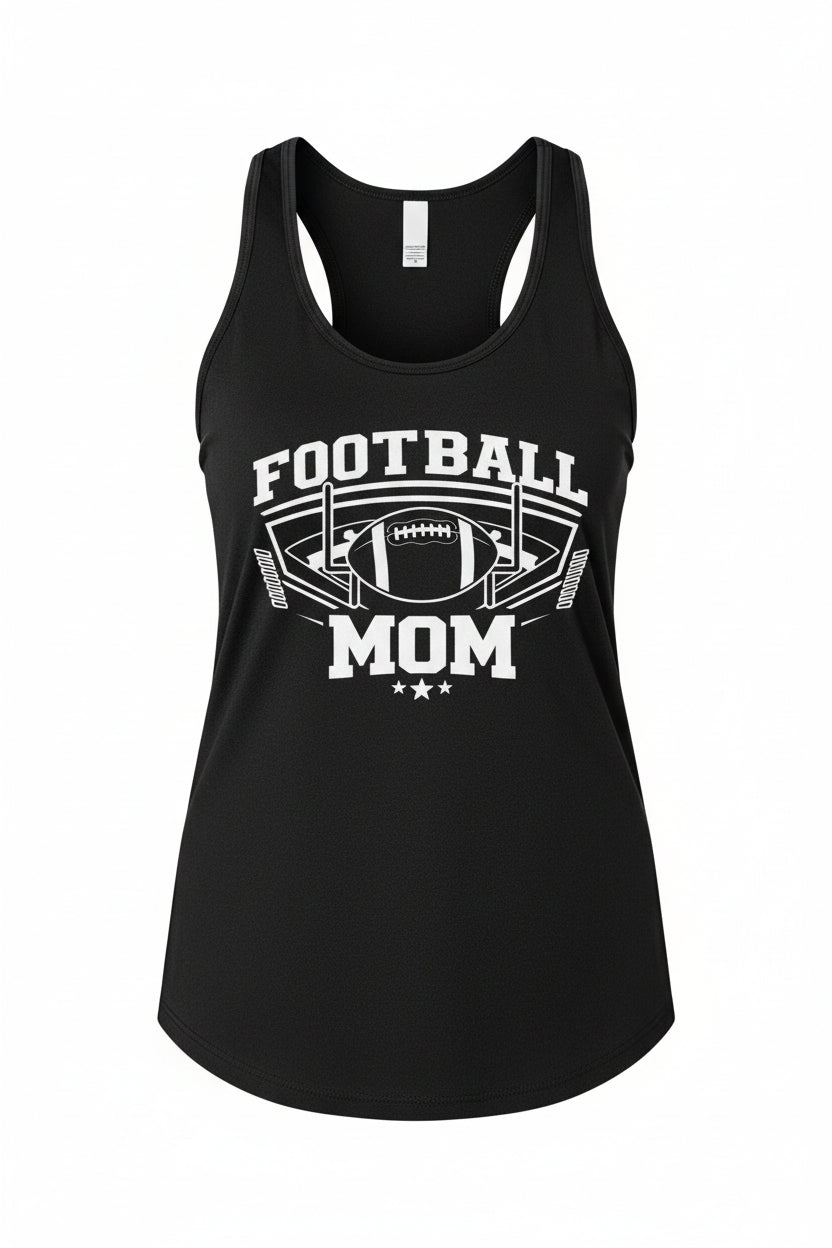 All-Star Football Mom Tank Top Design – Classic Sports Fan Pride Graphic Black - FRONT