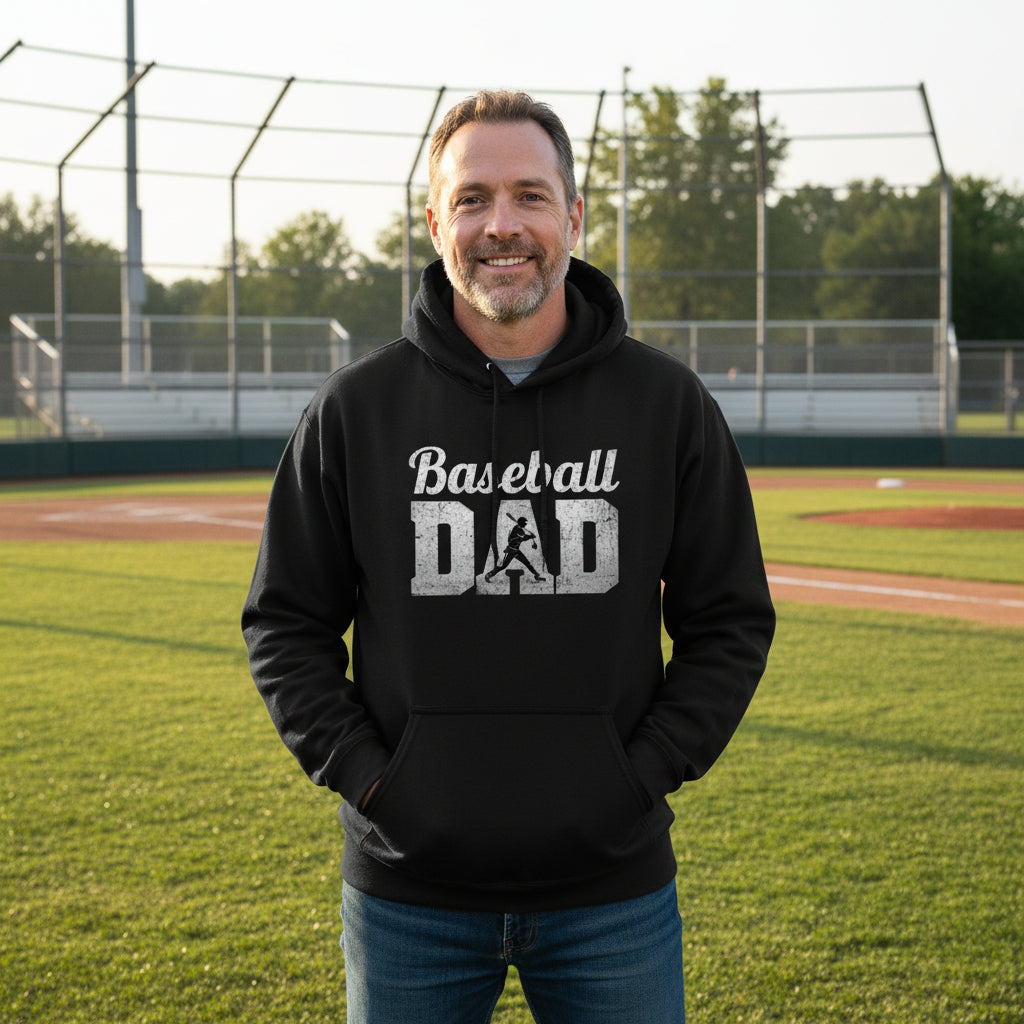 Baseball Dad Athlete Pride – Proud Baseball Father Sports Hoodie BLACK - FRONT