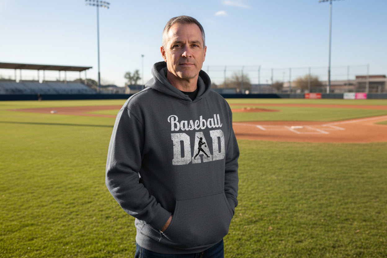 Baseball Dad Athlete Pride – Proud Baseball Father Sports Hoodie DARK HEATHER - FRONT