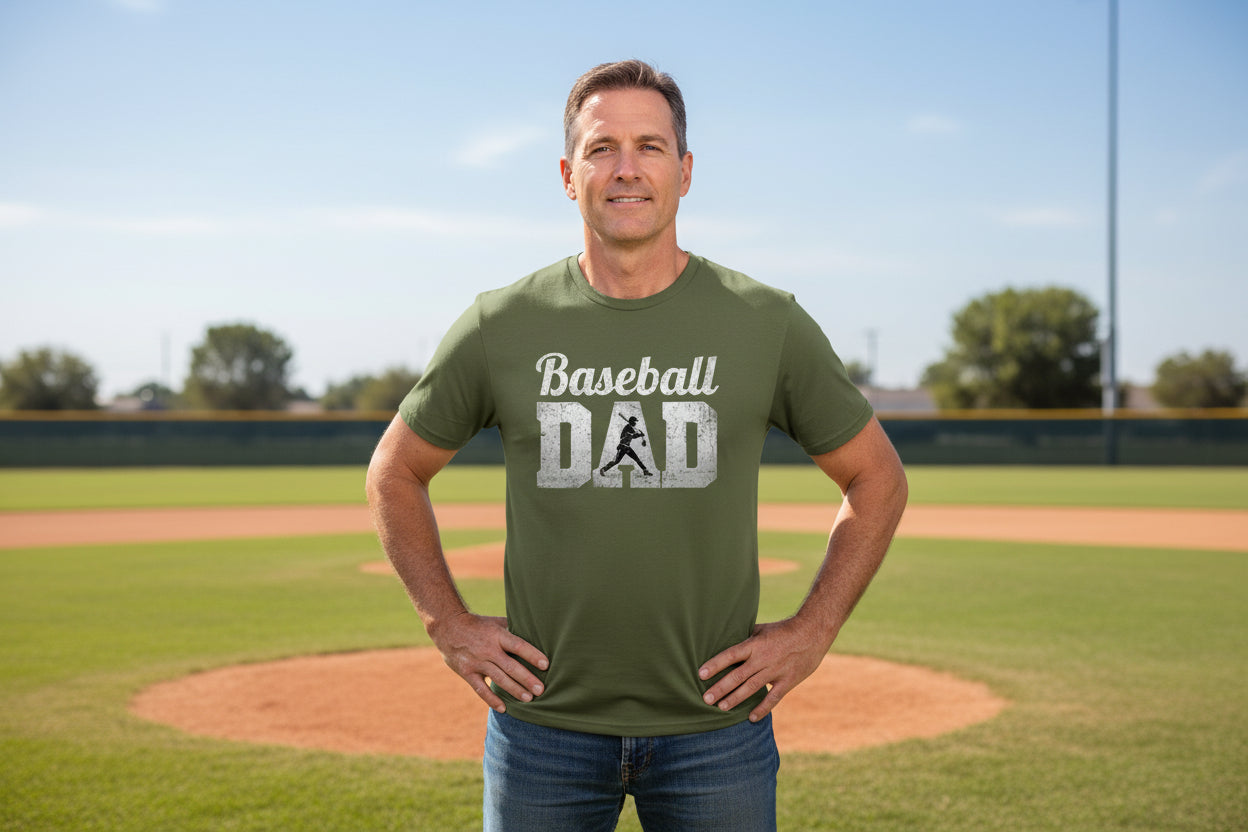 Baseball Dad Athlete Pride – Proud Baseball Father Sports T-Shirt MILITARY GREEN - FRONT