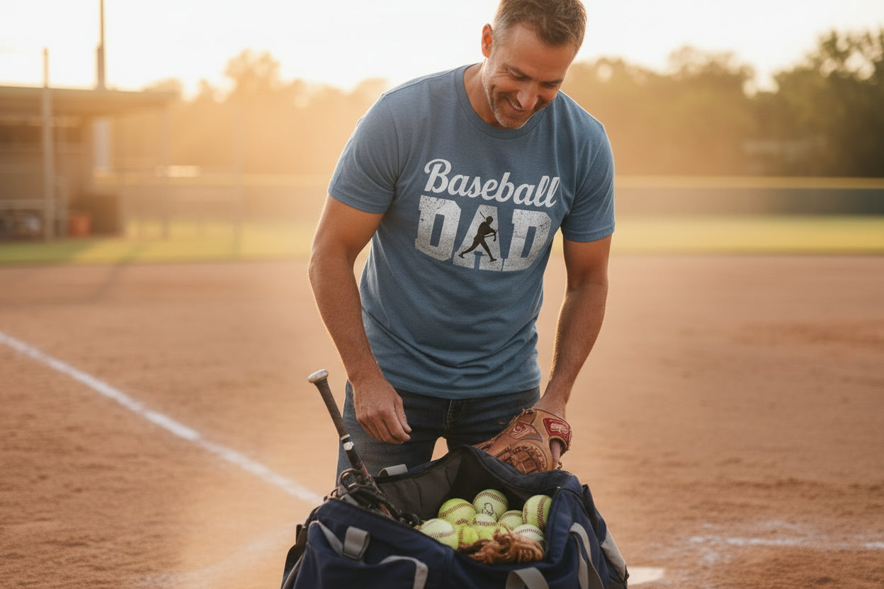 Baseball Dad Athlete Pride – Proud Baseball Father Sports T-Shirt MIDNIGHT NAVY - FRONT