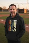 Baseball Dad Athletic Pride Retro Color Stripe Hoodie Design BLACK - FRONT