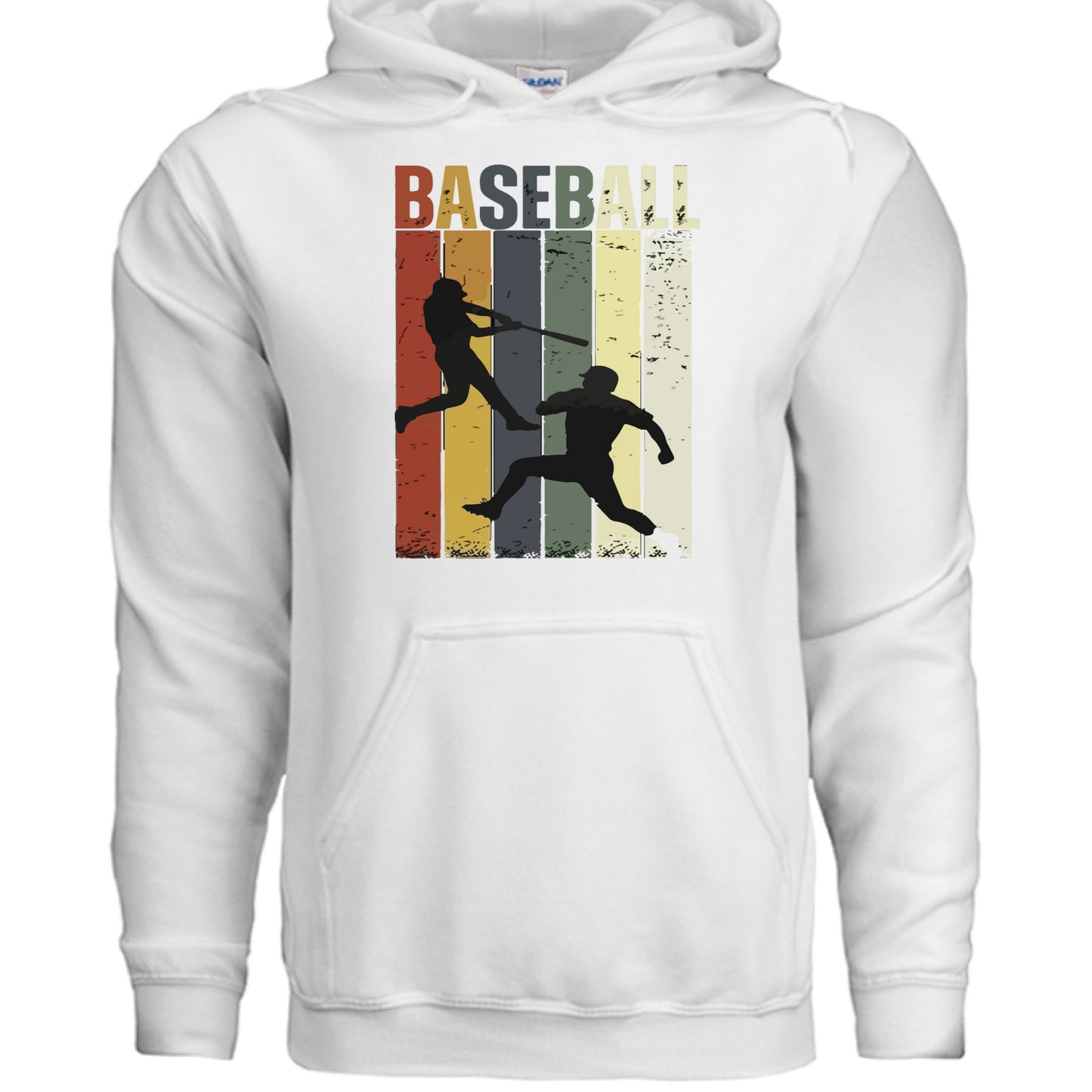 Baseball Dad Athletic Pride Retro Color Stripe Hoodie Design WHITE - FRONT