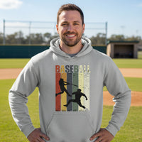 Baseball Dad Athletic Pride Retro Color Stripe Hoodie Design SPORT GREY - FRONT