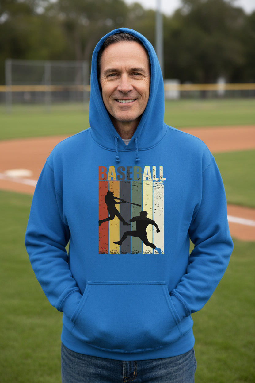 Baseball Dad Athletic Pride Retro Color Stripe Hoodie Design Royal - FRONT