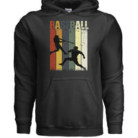 Baseball Dad Athletic Pride Retro Color Stripe Hoodie Design BLACK -FRONT