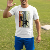Baseball Dad Athletic Pride Retro Color Stripe T-Shirt Design White - FRONT
