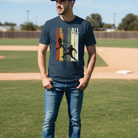 Baseball Dad Athletic Pride Retro Color Stripe T-Shirt Design MIDNIGHT NAVY - FRONT