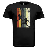 Baseball Dad Athletic Pride Retro Color Stripe T-Shirt Design BLACK - FRONT