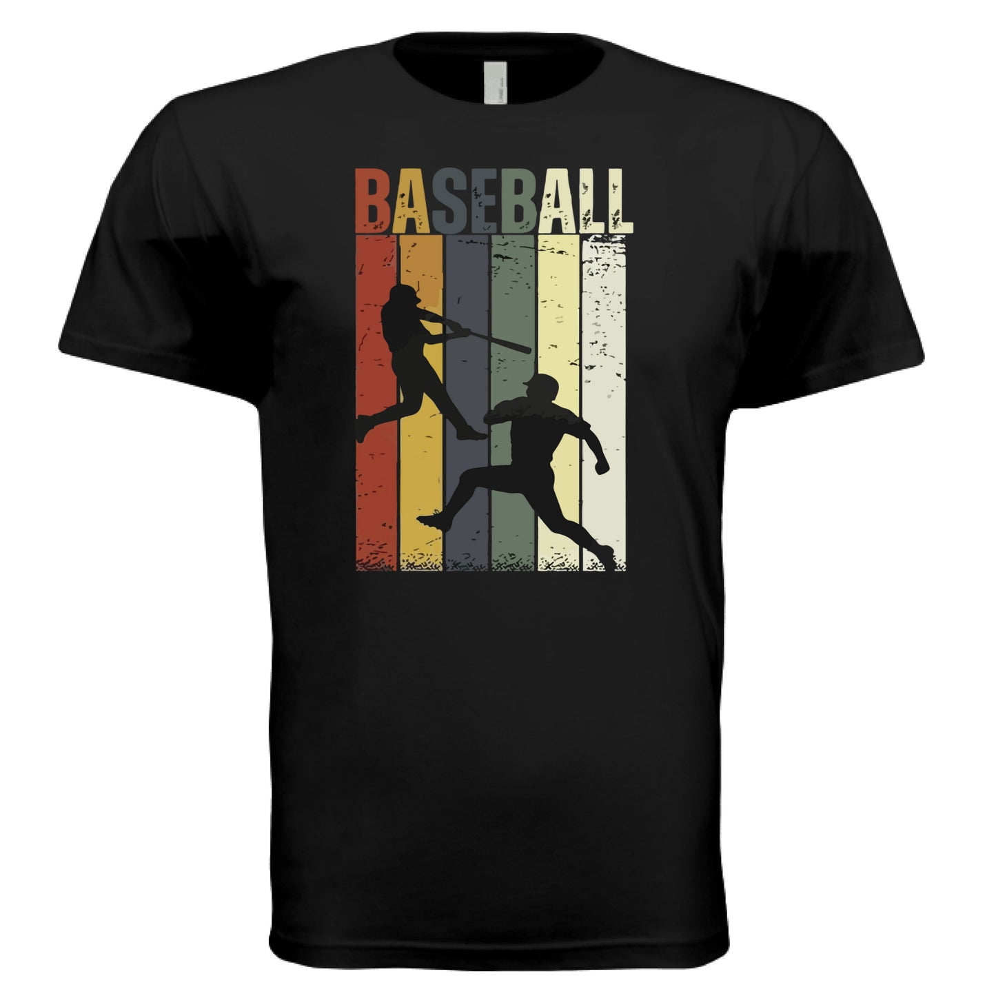 Baseball Dad Athletic Pride Retro Color Stripe T-Shirt Design BLACK - FRONT