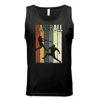 Baseball Dad Athletic Pride Retro Color Stripe Tank Top Design BLACK - FRONT