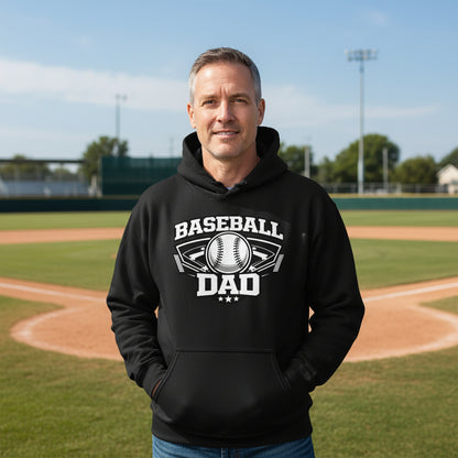 Baseball Dad Hoodie – Proud Game Day Sports Dad Graphic Hoodie BLACK - FRONT