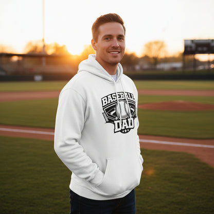 Baseball Dad Hoodie – Proud Game Day Sports Dad Graphic Hoodie WHITE - FRONT