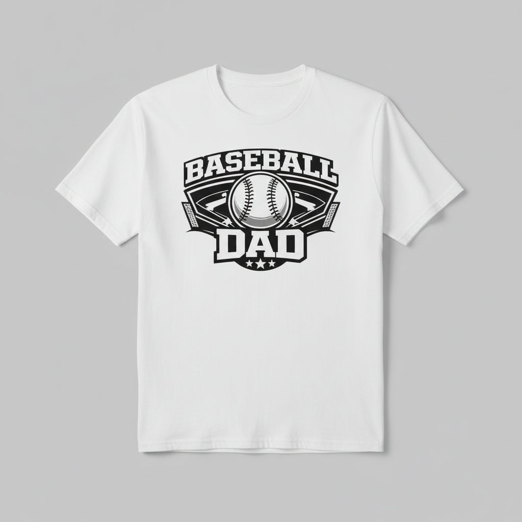 Baseball Dad Shirt – Proud Game Day Sports Dad Graphic Tee White - FRONT