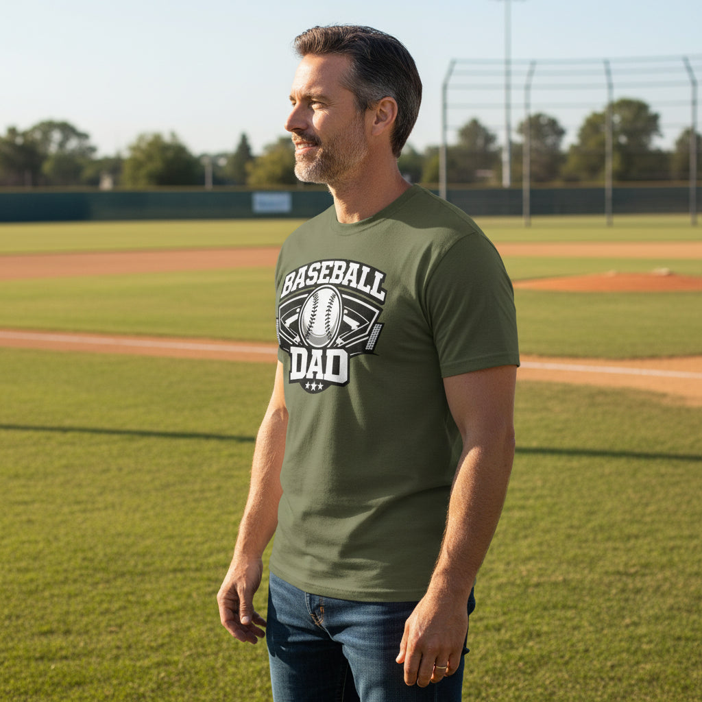 Baseball Dad Shirt – Proud Game Day Sports Dad Graphic Tee MILITARY GREEN - FRONT