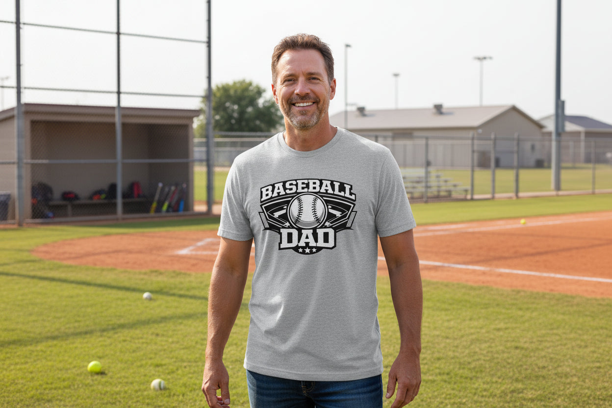 Baseball Dad Shirt – Proud Game Day Sports Dad Graphic Tee HEATHER GRAY - FRONT
