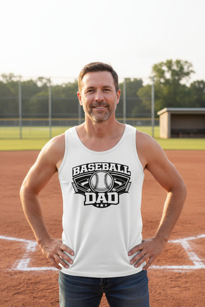 Baseball Dad Tank top – Proud Game Day Sports Dad Graphic Top WHITE - FRONT