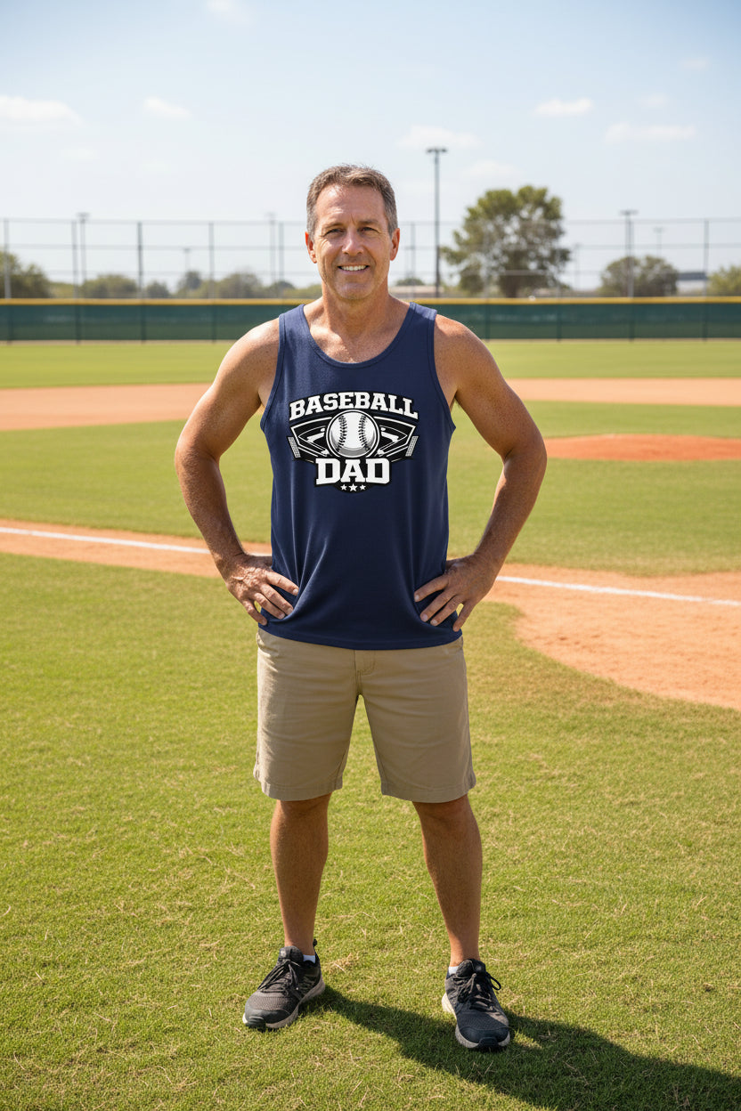 Baseball Dad Tank top – Proud Game Day Sports Dad Graphic Top NAVY - FRONT
